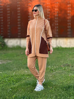 YAN DİKİŞLİ FERMUARLI İKİLİ TAKIM VİZON KAHVE