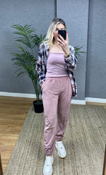YÜKSEK BEL JOGGER KADİFE PANTOLON GÜL KURUSU