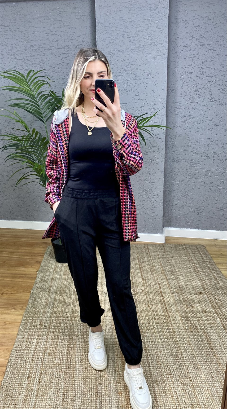 YÜKSEK BEL JOGGER KADİFE PANTOLON SİYAH
